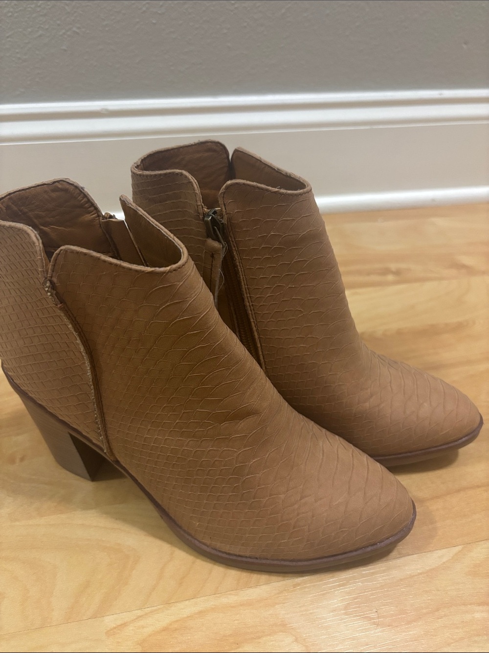 Altar'd State Tan Textured Ankle Booties